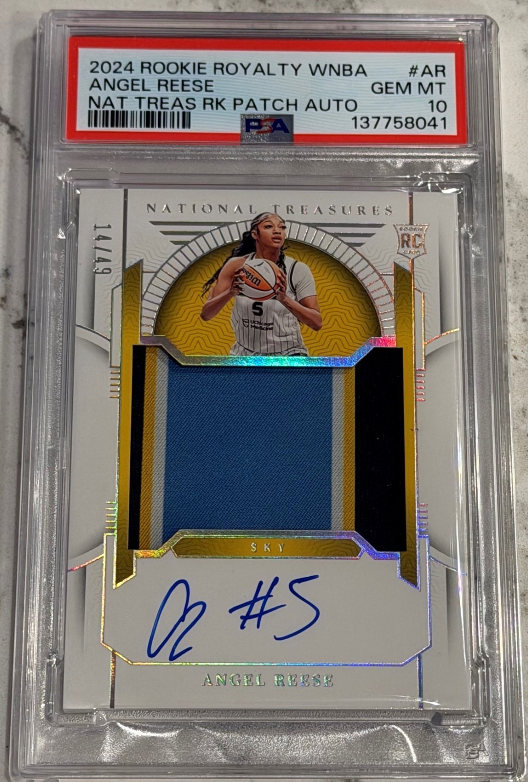 2024 Rookie Royalty WNBA ANGEL REESE NATIONAL TREASURES PATCH AUTO RC /49 PSA 10