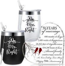 3 Pcs 50th Anniversary Wedding Gifts for 3 Piece Set, as the picture shown 