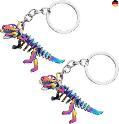 eMagTech 2 Stück Dinosaurier-Anhänger Legierung buntes Metallskelett-Anhänger ei