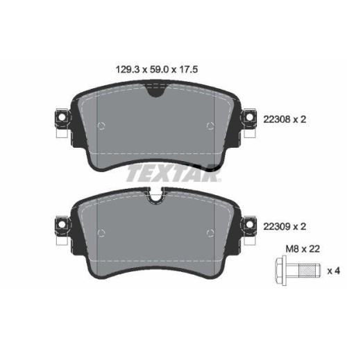 Textar 2230801 Bremsbelagsatz Scheibenbremse Hinterachse FüR Seat Skoda VW Audi-image
