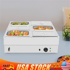 Commercial Electric Food Warmer, 6-Pan Bain Marie Buffet Countertop Steam Table