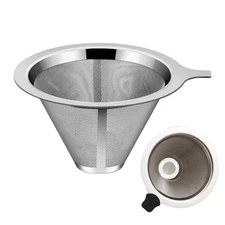 Stainless Steel Coffee Filter Reusable Pour Over Cone Dripper Holder-Mesh