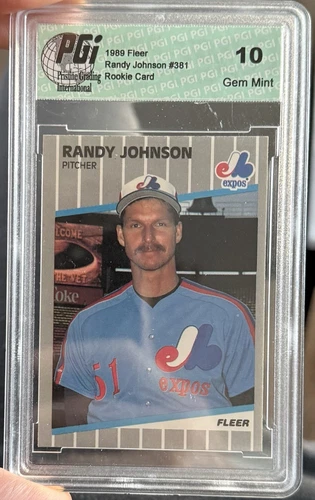 RANDY JOHNSON 1989 Fleer #381 ROOKIE RC GEM MINT! HOF - PGI 10 - Big Unit! Expos