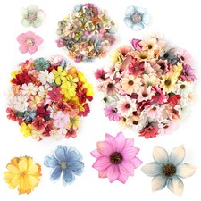 150 Pack Faux Flowers Heads Artificial Silk Daisy Blossom Flower Head Small ...