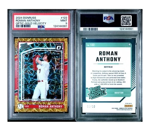 2024 Panini Donruss ROMAN ANTHONY Optic Gold Velocity RC  # 2/10 PSA 9 POP 2