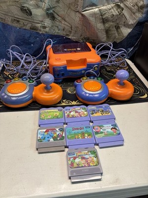 VTech VSmile TV Learning Game System Bundle Console 2 Controllers 7 Games