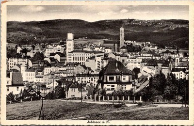 Jablonec Czech Republic Vintage Cityscape View 5 Halero Stamp Postcard