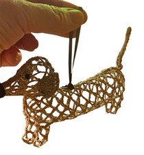 Weiner Dog Crocheted Ornamant Dog Lovers Christmas Handmade Starched