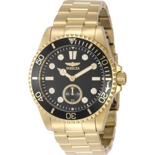 Invicta Men's Watch Pro Diver Quartz Black Dial Yellow Gold Steel Bracelet 49429