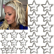 20 PCS Sparkling 1.22" and 1.65"Star Hair Clips Snap Hair Accessories Non Slip C