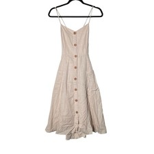 Style Rack light tan button down 100% cotton midi dress size small S B197