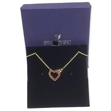 Swarovski Lovely Heart Pendant Necklace Red Gold plating new