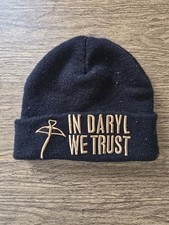 Black Knit Walking Dead Hat In Daryl We Trust, minor pilling.