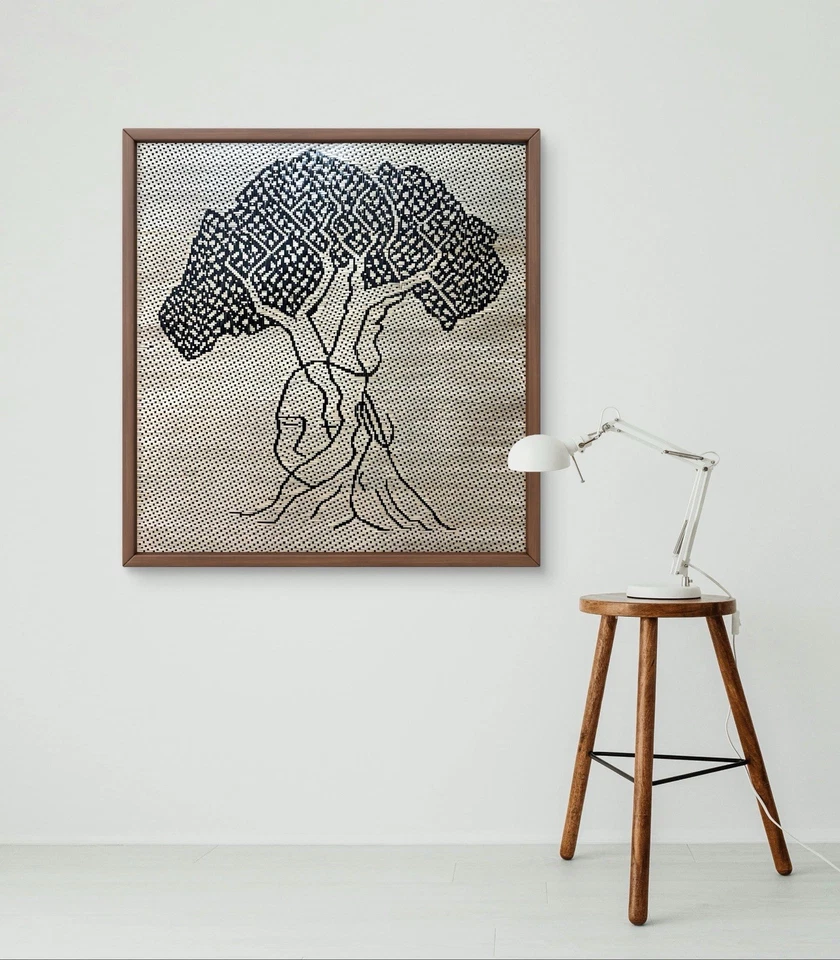 Woven Wall Artwork Olive Tree Natural Bamboo Strips And Rare Pixel Style Weaving - Image 4 of 4