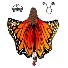 Adult Halloween Butterfly Wings Costume Set with Mask  Headband - Moth Cape