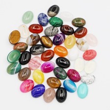 30pcs Mixed Natural Stone 13x18mm Oval Cab Cabochon DIY Jewelry Making No Holes