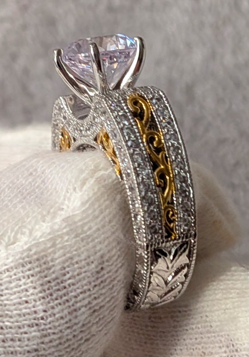 Vanna K  Sterling Silver Cubic Zirconia Designer  Engagement Designer Ring SZ 5 View 5