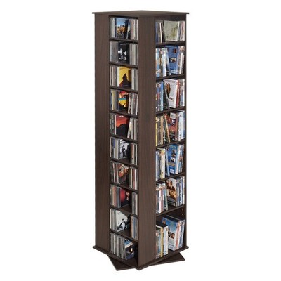 Media Storage Cabinet, CD Rack Tower, 34 Compartments Rotating Media Tower Rack