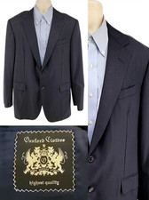 Oxxford Clothes Mens 42L Suit Jacket Navy Textured Wool Super 160s Blazer