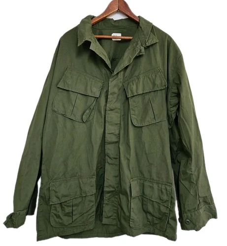 Vtg 60s Jungle Jacket Military US Army Unissued Mint Vietnam War L Slant Pocket