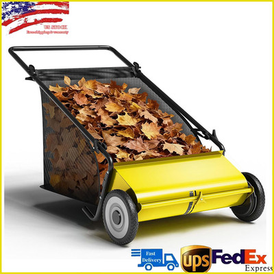 26'' Manual Push Lawn Sweeper 7 Cu. Ft. Hopper Capacity Leaf & Grass Collector US