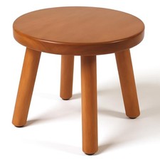 Solid Wood Step Stool for Kids Adults Brown Multi-Use 4-Leg Non-Slip Bathroom