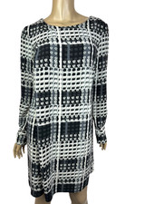 Thakoon Long Sleeve Sheath Dress Size S Gray/White/Black Polyester/Spandex