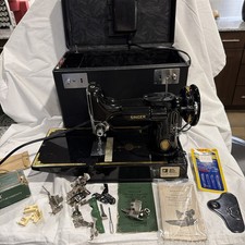 Vintage Singer Featherweight 221-1 Sewing Machine w/ Case, Pedal & Accessories