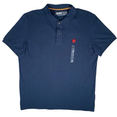 Timberland Polo Shirt Men's XL Blue Short Sleeve Cotton New