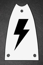 GUITAR TRUSS ROD COVER - Engraved Etch Fit EPIPHONE Scoop - LIGHTNING BOLT White