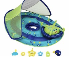 NEW SwimWays 9-24 months Baby Spring Float Adjustable Sun Canopy Green STEP 1