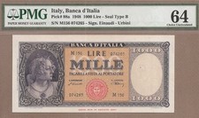 ITALY: 1000 Lire Banknote,(UNC PMG64),P-88a, 10.02.1948,No Reserve!