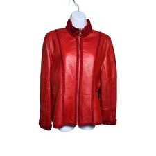 BONZ Reversible Lambskin Wool Jacket Red Size L Made in New Zealand Luxury