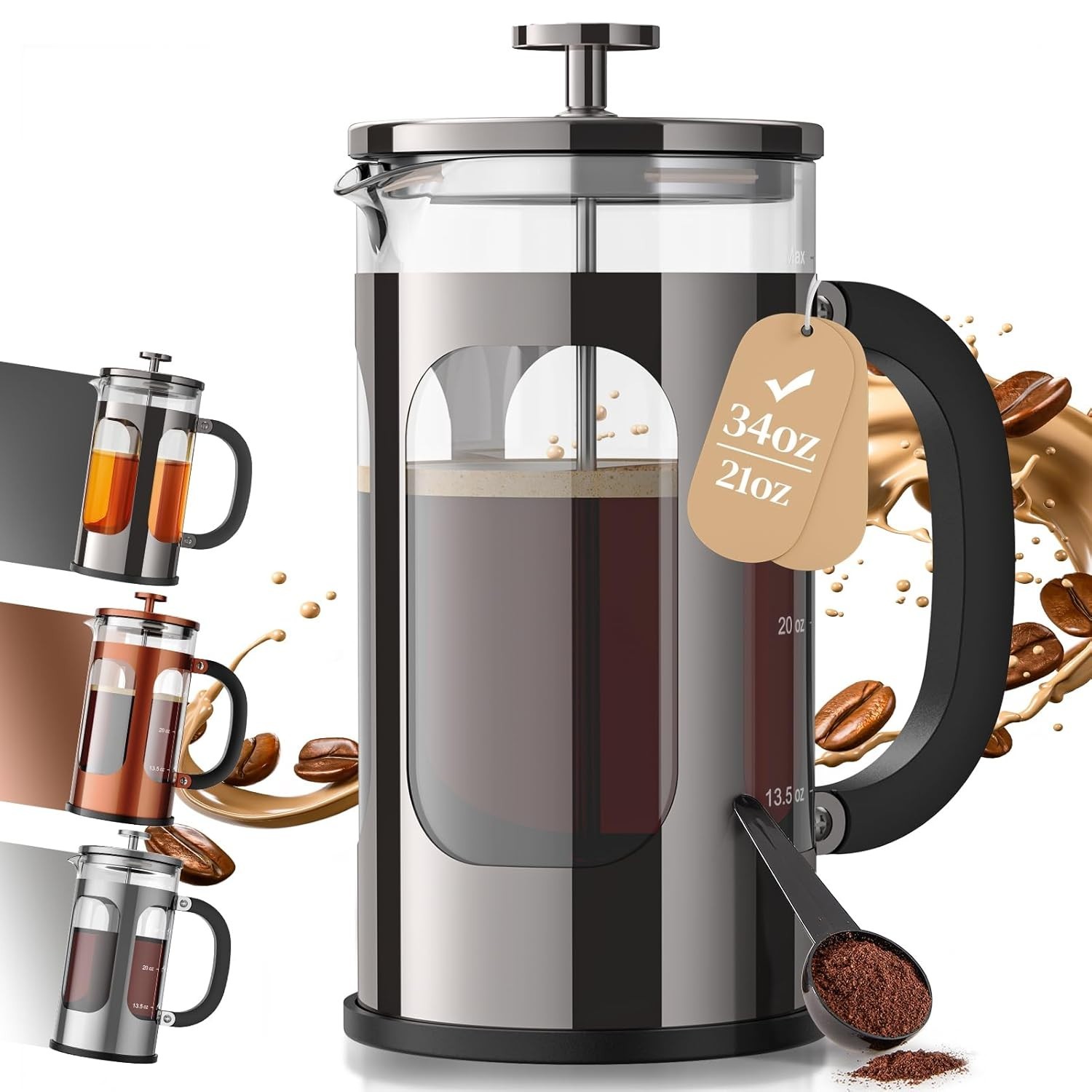34oz, No Plastic Touching Cafe,thickened Glass S