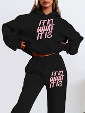 Ladies Boutique Hoodie Tracksuit Set Hooded Sweatshirt Pullover