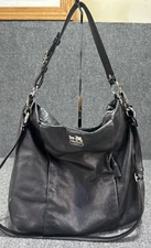 COACH Madison Isabelle Leather Satchel Purse Black Large A1373-21224 EUC