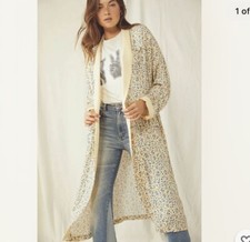 Free People Wild Nights Ditsy Floral Printed Duster Jacket Cover Up XS 168