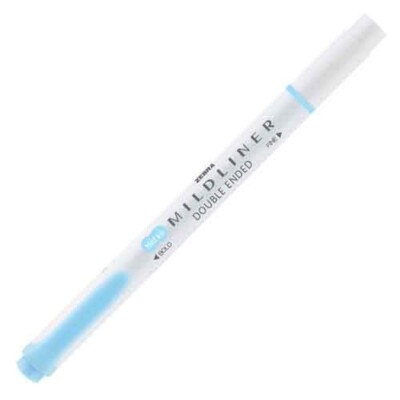 Zebra Mildliner Double End Highlighter Blue Chisel/Bullet Tip Office School Home