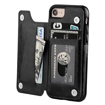 ONETOP for iPhone SE(2022) iPhone SE(2020) iPhone 7/8 Wallet Case with Black