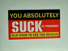 10PCS YOU ABSOLUTELY SUCK AT PARKING Bad Cards Fake Ticket Prank Joke Gag Gift