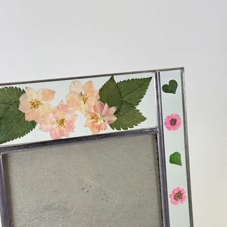 (2) Picture Frames 3.5x5 Collage Pressed Flower Leaded Glass Cottage - Image 3 of 4