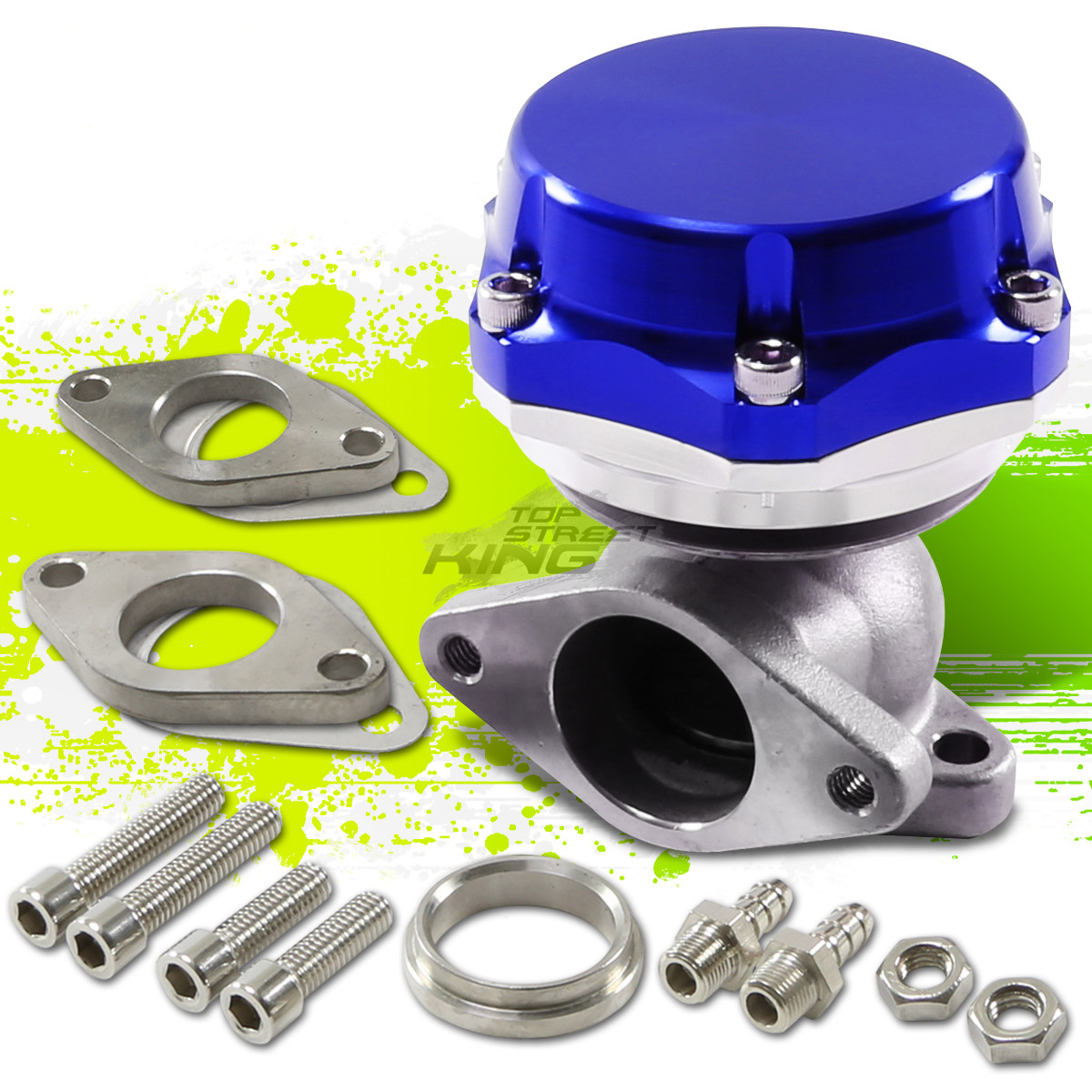 38MM TURBOCHARGER MANIFOLD TURBO BOOST BLUE WASTEGATE+DUMP FLANGE+7PSI SPRING eBay