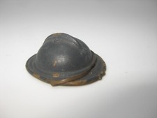 WW1 MINIATURE FRENCH ADRIAN PATRIOTIC BRASS LEATHER CHINSTRAP HELMET HELM RARE