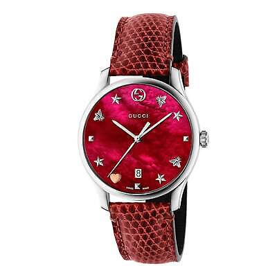 Gucci YA1264041 G-Timeless 36MM Women's Red Leather Watch Gucci YA1264041 G-Timeless 36MM Women's Red Leather Watch