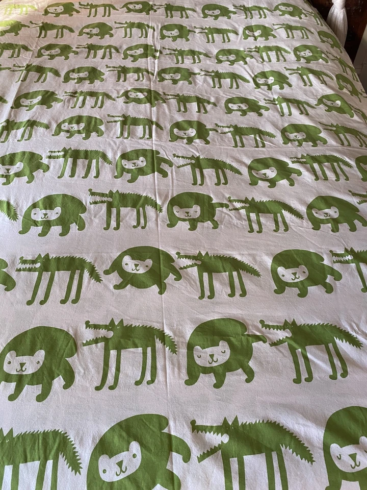 Funda nórdica reversible de algodón IKEA Barnslig Ulven Twin verde blanco Foto 4 de 4