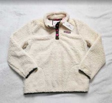 New girl's L 14 Vineyard Vines fuzzy snap placket pullover sweater