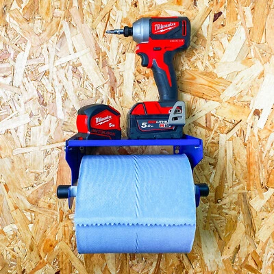 MEGAMAXX UK™ Blue Roll Holder & Paper Towel Dispenser Workshops Factories Cleaning Storage