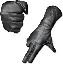 Hugger Men's Classic Motorcycle Gloves Seasonal Wind Stopper Lined Gauntlet
