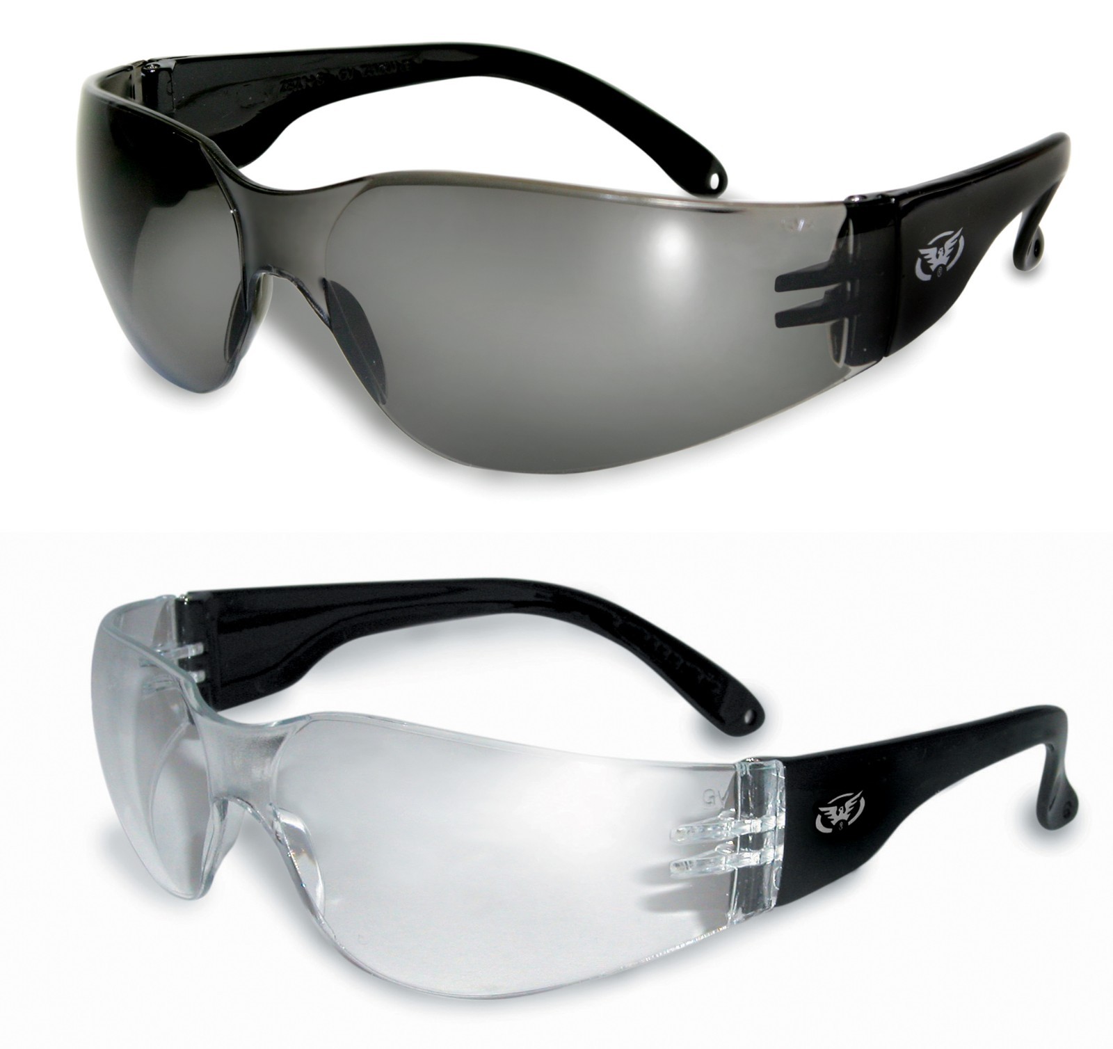 1 Clear and 1 Tinted UV400 motorcycle/biker glasses/sunglasses Inc Free pouches