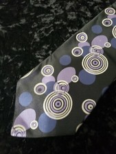 Van Heusen Polka Dot Neck Tie Mens Black Blue Polka Dot Career Wear Silk USA